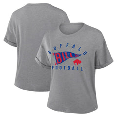Buffalo Bills Women's Pennant Wave Tribute Tri-Blend Boxy T-Shirt Heather Gray - Fanatics