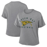 Green Bay Packers Women's Pennant Wave Tribute Tri-Blend Boxy T-Shirt Heather Gray - Fanatics