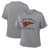 Cincinnati Bengals Women's Pennant Wave Tribute Tri-Blend Boxy T-Shirt Heather Gray - Fanatics