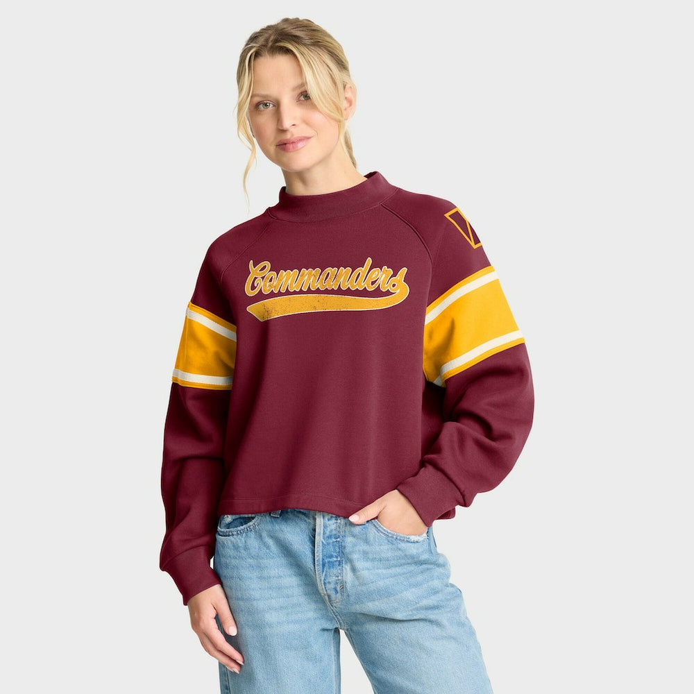Washington Commanders Oversized Hometown Toss Sweep Mock Neck Pullover Burgundy - Fanatics