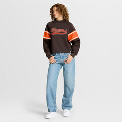 Cleveland Browns Oversized Hometown Toss Sweep Mock Neck Pullover Brown - Fanatics
