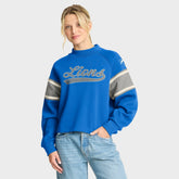 Detroit Lions Oversized Hometown Toss Sweep Mock Neck Pullover Blue - Fanatics