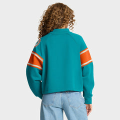 Miami Dolphins Oversized Hometown Toss Sweep Mock Neck Pullover Aqua - Fanatics