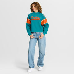 Miami Dolphins Oversized Hometown Toss Sweep Mock Neck Pullover Aqua - Fanatics