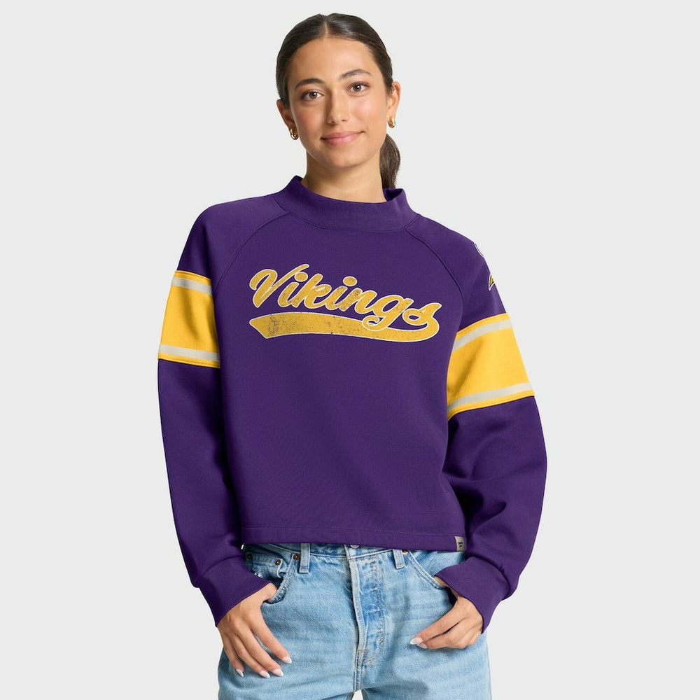 Minnesota Vikings Oversized Hometown Toss Sweep Mock Neck Pullover Purple - Fanatics