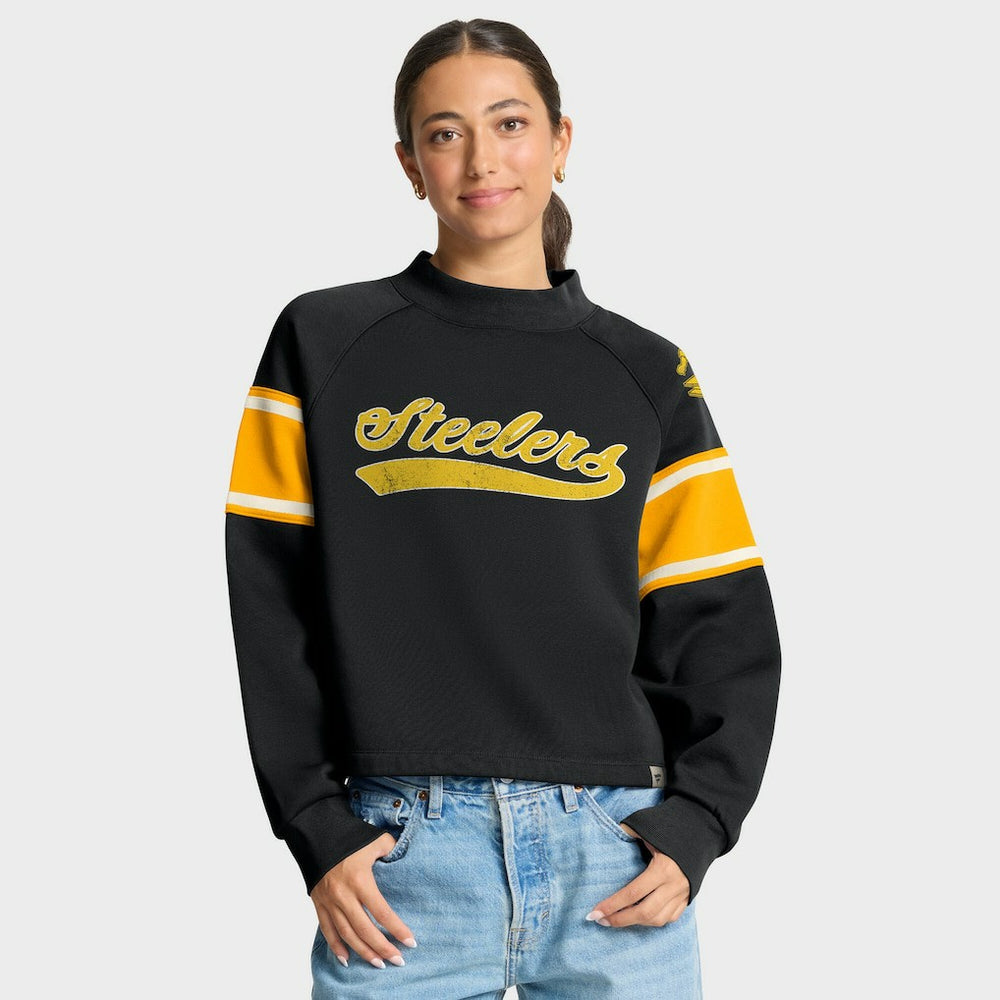 Pittsburgh Steelers Oversized Hometown Toss Sweep Mock Neck Pullover Black - Fanatics