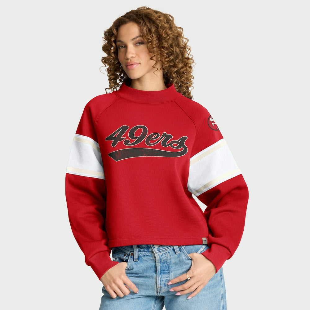 San Francisco 49ers Oversized Hometown Toss Sweep Mock Neck Pullover Scarlet - Fanatics