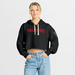 Atlanta Falcons Women's Oversized Hometown Heritage Cropped Hoodie Black - Fanatics