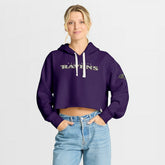 Baltimore Ravens Women's Oversized Hometown Heritage Cropped Hoodie Purple - Fanatics