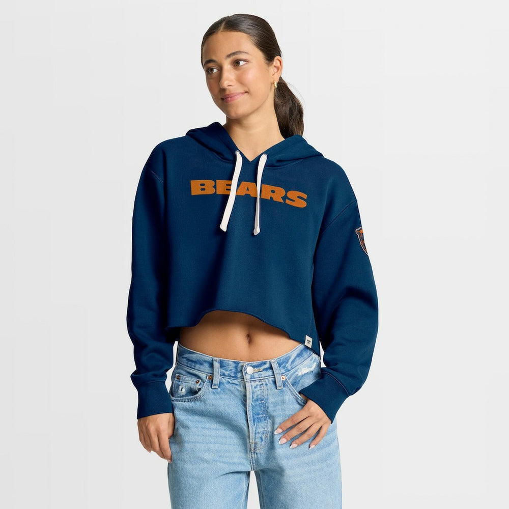 Chicago Bears Women's Oversized Hometown Heritage Cropped Hoodie Navy - Fanatics