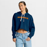 Chicago Bears Women's Oversized Hometown Heritage Cropped Hoodie Navy - Fanatics