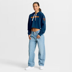 Chicago Bears Women's Oversized Hometown Heritage Cropped Hoodie Navy - Fanatics