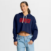 New York Giants Women's Oversized Hometown Heritage Cropped Hoodie Navy - Fanatics