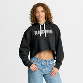 Las Vegas Raiders Women's Oversized Hometown Heritage Cropped Hoodie Black - Fanatics