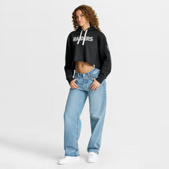 Las Vegas Raiders Women's Oversized Hometown Heritage Cropped Hoodie Black - Fanatics