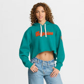 Miami Dolphins Women's Oversized Hometown Heritage Cropped Hoodie Aqua - Fanatics