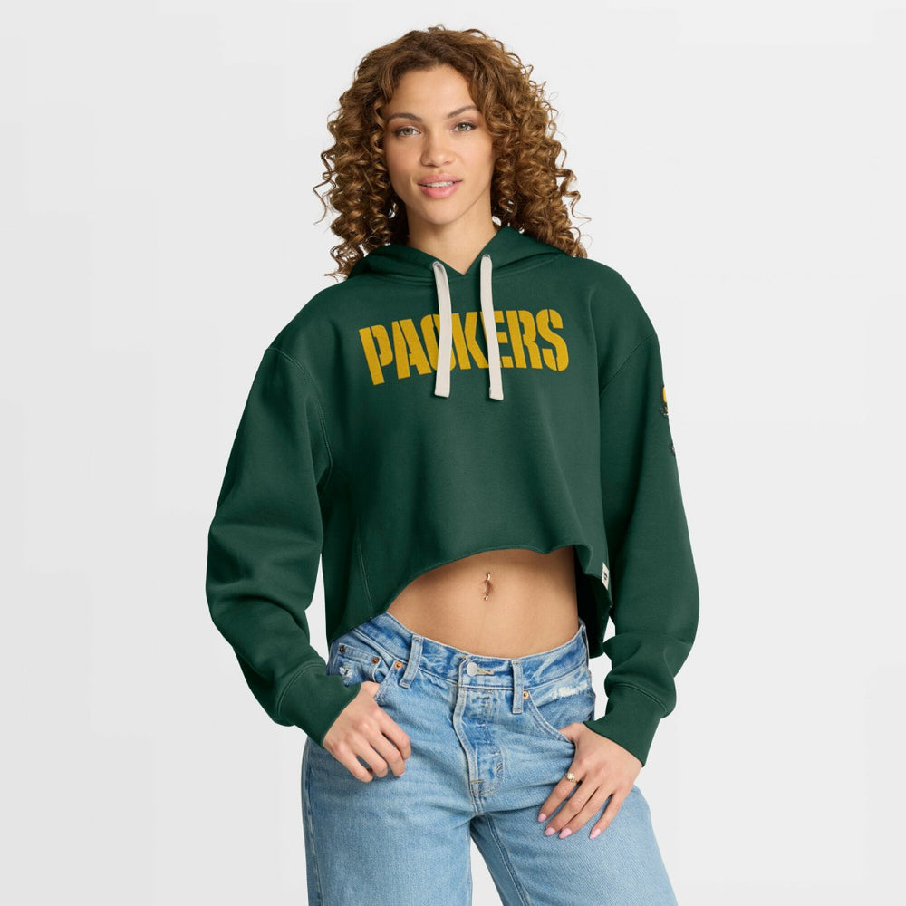 Green Bay Packers Women's Oversized Hometown Heritage Cropped Hoodie Green - Fanatics