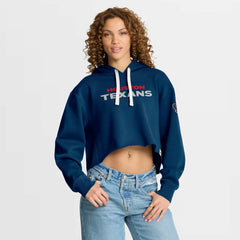 Houston Texans Women's Oversized Hometown Heritage Cropped Hoodie Navy - Fanatics