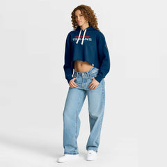 Houston Texans Women's Oversized Hometown Heritage Cropped Hoodie Navy - Fanatics