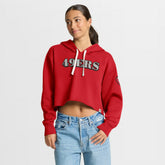 San Francisco 49ers Women's Oversized Hometown Heritage Cropped Hoodie Scarlet - Fanatics