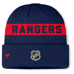 New York Rangers Fanatics Authentic Pro Rink Cuffed Knit Hat Navy