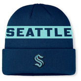 Seattle Kraken Fanatics Authentic Pro Rink Cuffed Knit Hat Deep Sea Blue