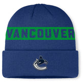 Vancouver Canucks - Fanatics Authentic Pro Rink Cuffed Knit Hat Blue