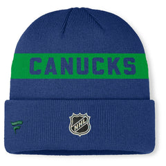 Vancouver Canucks - Fanatics Authentic Pro Rink Cuffed Knit Hat Blue