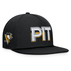 Pittsburgh Penguins Fanatics Authentic Pro Rink Team Code Snapback Hat Black