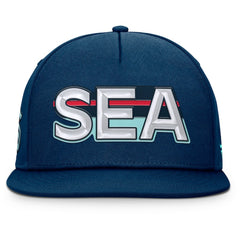 Seattle Kraken Fanatics Authentic Pro Rink Team Code Snapback Hat Deep Sea Blue