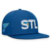 St. Louis Blues - Fanatics Authentic Pro Rink Team Code Snapback Hat Blue
