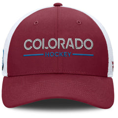 Colorado Avalanche - Fanatics Authentic Pro Rink Lockup Adjustable Trucker Hat Burgundy/White
