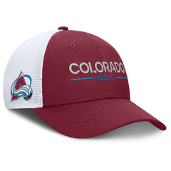 Colorado Avalanche - Fanatics Authentic Pro Rink Lockup Adjustable Trucker Hat Burgundy/White