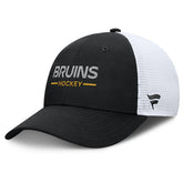 Boston Bruins Fanatics Authentic Pro Rink Lockup Adjustable Trucker Hat Black/White