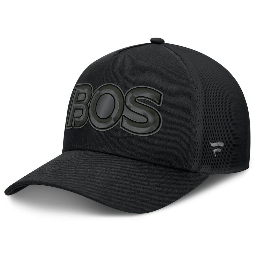 Boston Bruins Fanatics Authentic Pro Road Team Code Trucker Adjustable Hat Black