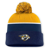 Nashville Predators - Fanatics Authentic Pro Rink Cuffed Knit Hat with Pom Navy