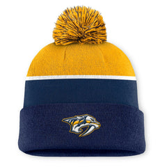Nashville Predators - Fanatics Authentic Pro Rink Cuffed Knit Hat with Pom Navy