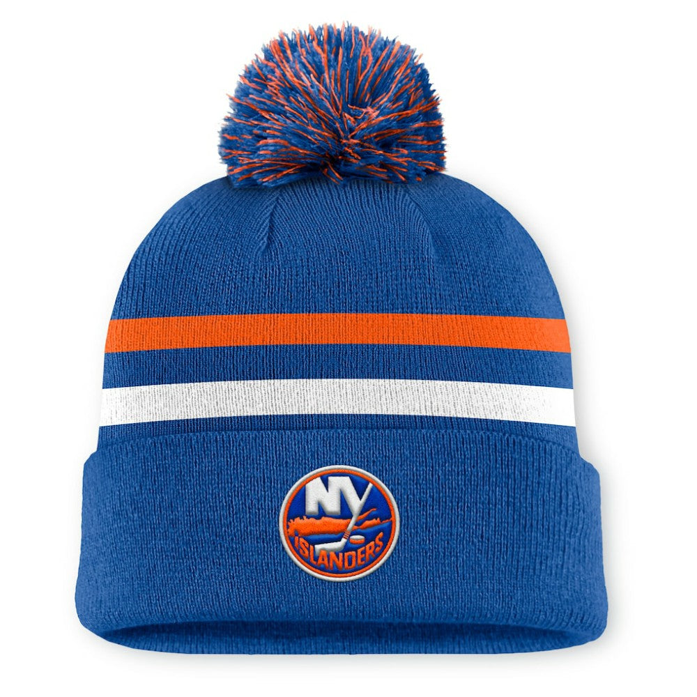 New York Islanders - Fanatics Authentic Pro Rink Cuffed Knit Hat with Pom Royal
