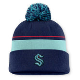 Seattle Kraken Fanatics Authentic Pro Rink Cuffed Knit Hat with Pom Deep Sea Blue