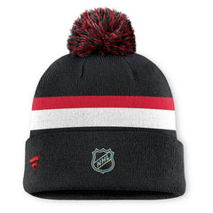 Detroit Red Wings - Fanatics Authentic Pro Rink Cuffed Knit Hat with Pom Black