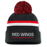 Detroit Red Wings - Fanatics Women's Authentic Pro Rink Cuffed Knit Hat with Pom Black