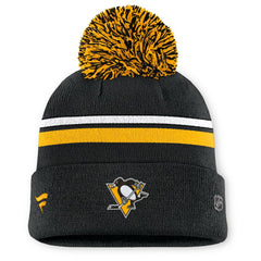 Pittsburgh Penguins Fanatics Women's Authentic Pro Rink Cuffed Knit Hat with Pom Black