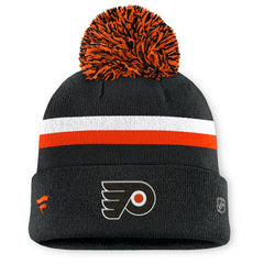 Philadelphia Flyers - Fanatics Women's Authentic Pro Rink Cuffed Knit Hat with Pom Black