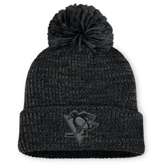 Pittsburgh Penguins Fanatics Women's Authentic Pro Road Cuffed Knit Hat with Pom Black