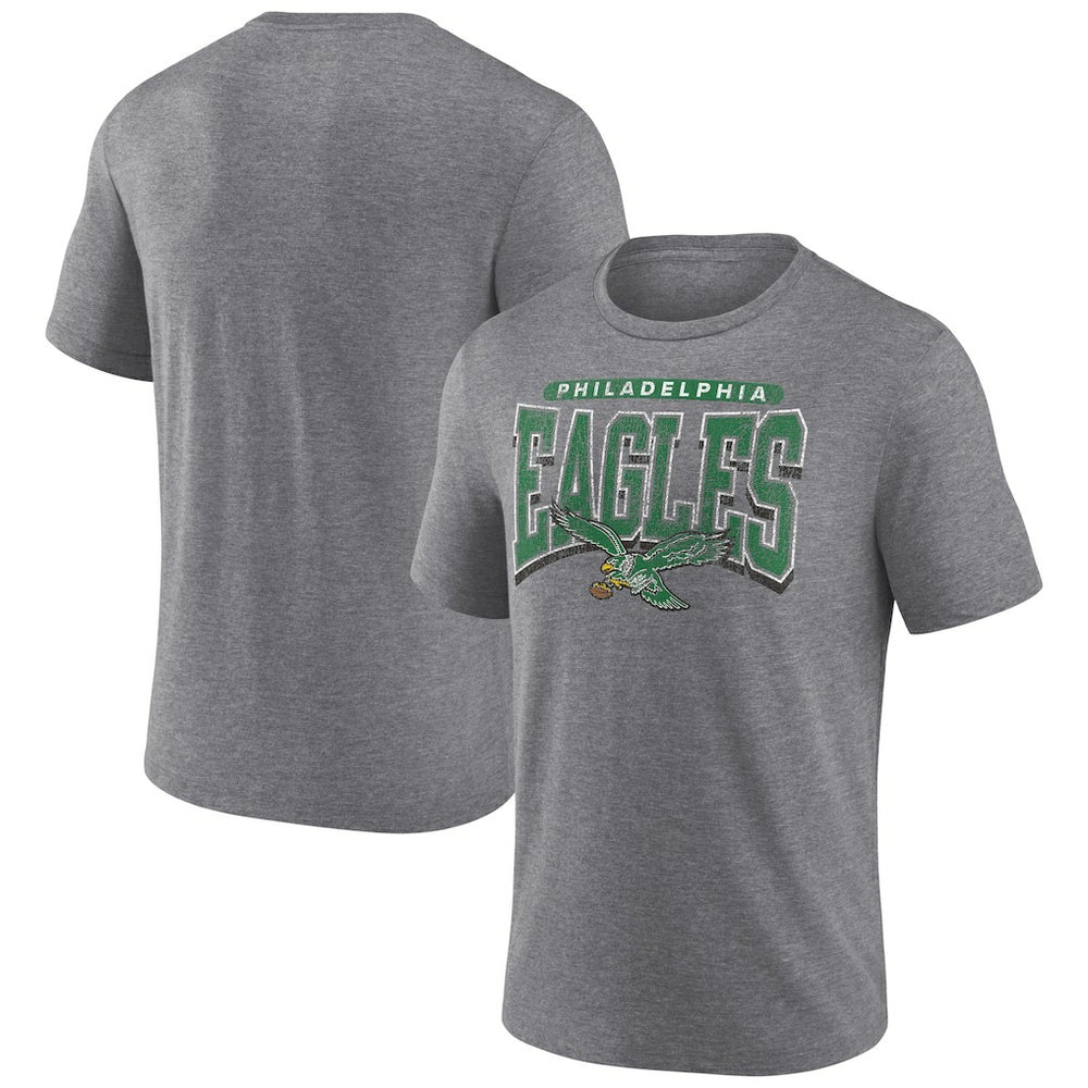 Philadelphia Eagles Warped Block Tri-Blend T-Shirt Heather Gray - NFL