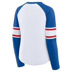 Chicago Cubs Fanatics Women's Blitz Package Raglan Lace-Up V-Neck Long Sleeve T-Shirt Clearance