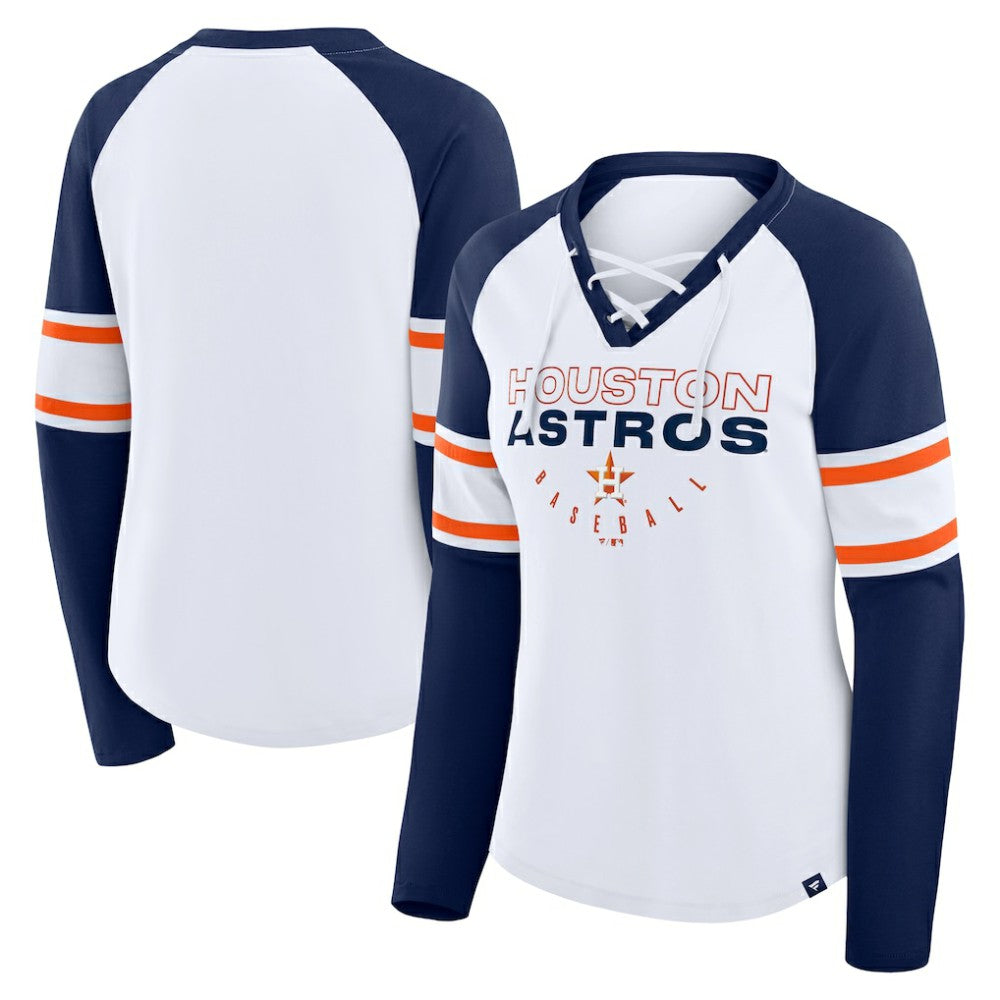 Houston Astros Fanatics Women's Blitz Package Raglan Lace-Up V-Neck Long Sleeve T-Shirt On Sale