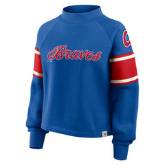 Atlanta Braves Fanatics Women's Oversized Toss Sweep Raglan Pullover Sweatshirt discount
