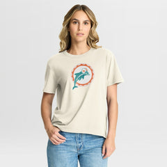 Miami Dolphins Women's Dove Legacy T-Shirt Cream - Fanatics
