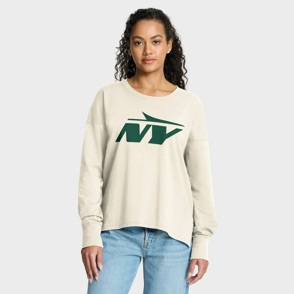 New York Jets Women's Dove Legacy Long Sleeve T-Shirt Cream - Fanatics